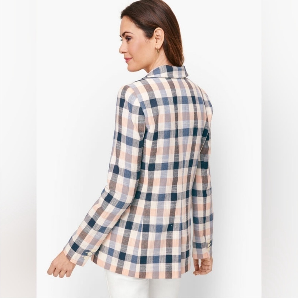 Talbots Vivid Jacket Blazer Plaid Cotton Single Button Preppy Spring Modern Pink - Picture 2 of 16